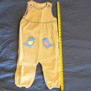 Baby boded khaki corduroy overalls
